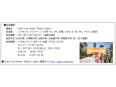 好評につき今年も放送決定！『Catch Your Dream! -Study in Japan-』　～外国人留学生が日本の大学とその地域の魅力を紹介する番組～