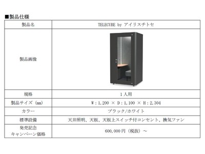 ニューノーマルの働き方へ　オンライン・コミュニケーションをより快適にする「TELECUBE by アイリスチトセ」を共同開発