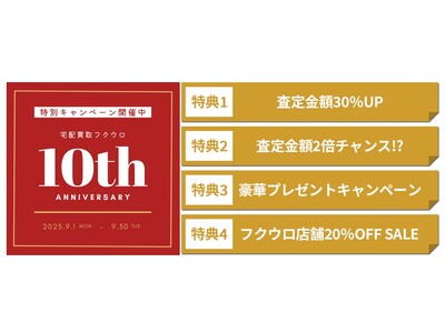 宅配買取サービス「フクウロ」、10周年記念キャンペーンを開催！特設ページで10年間を振り返る“フクウロ買...