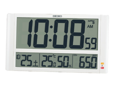 お部屋の換気の目安をお知らせ 二酸化炭素濃度表示付きのデジタル時計を発売