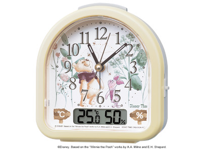 水彩画タッチで「くまのプーさん」のやさしい世界観を表現　温度湿度表示つきの目ざまし時計を発売