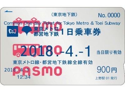 東京メトロ・都営地下鉄共通１日乗車券（ＰＡＳＭＯ）」を無記名