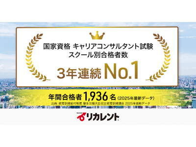 「国家資格キャリアコンサルタント」スクール別合格数で3年連続No.1（年間1,936名）― 厚労省公開デ...