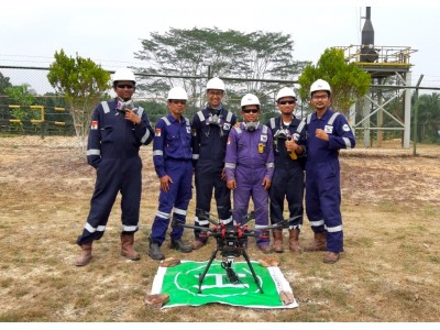 テラドローンインドネシア、大手国際石油メジャーシェブロンが所有する、ロカン鉱区のフレアスタック点検を実施　