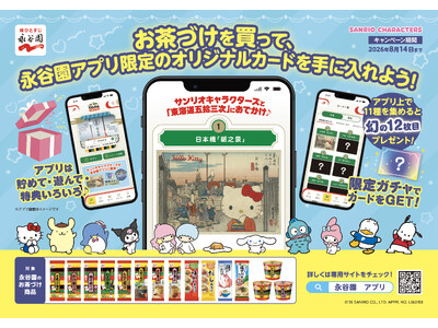 サンリオキャラクターズが浮世絵の世界へ！？　永谷園「東海道五拾三次カード」がサンリオキャラクターズと限定コラボ！　永谷園のお茶づけを購入してオリジナルカードをＧＥＴ！