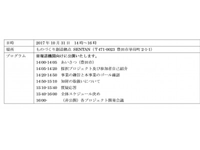 豊田市による市内製造業企業と全国のベンチャーとのマッチング事業で、採択プロジェクト決定　IoT、AI、ロボット分野の3つの連携プロジェクトが立ち上がる