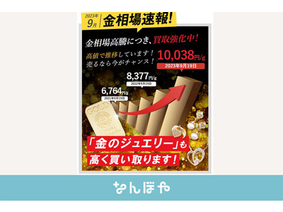 金相場1万円越え！9月19日に10,038円/1gで過去最高値を更新！ 企業