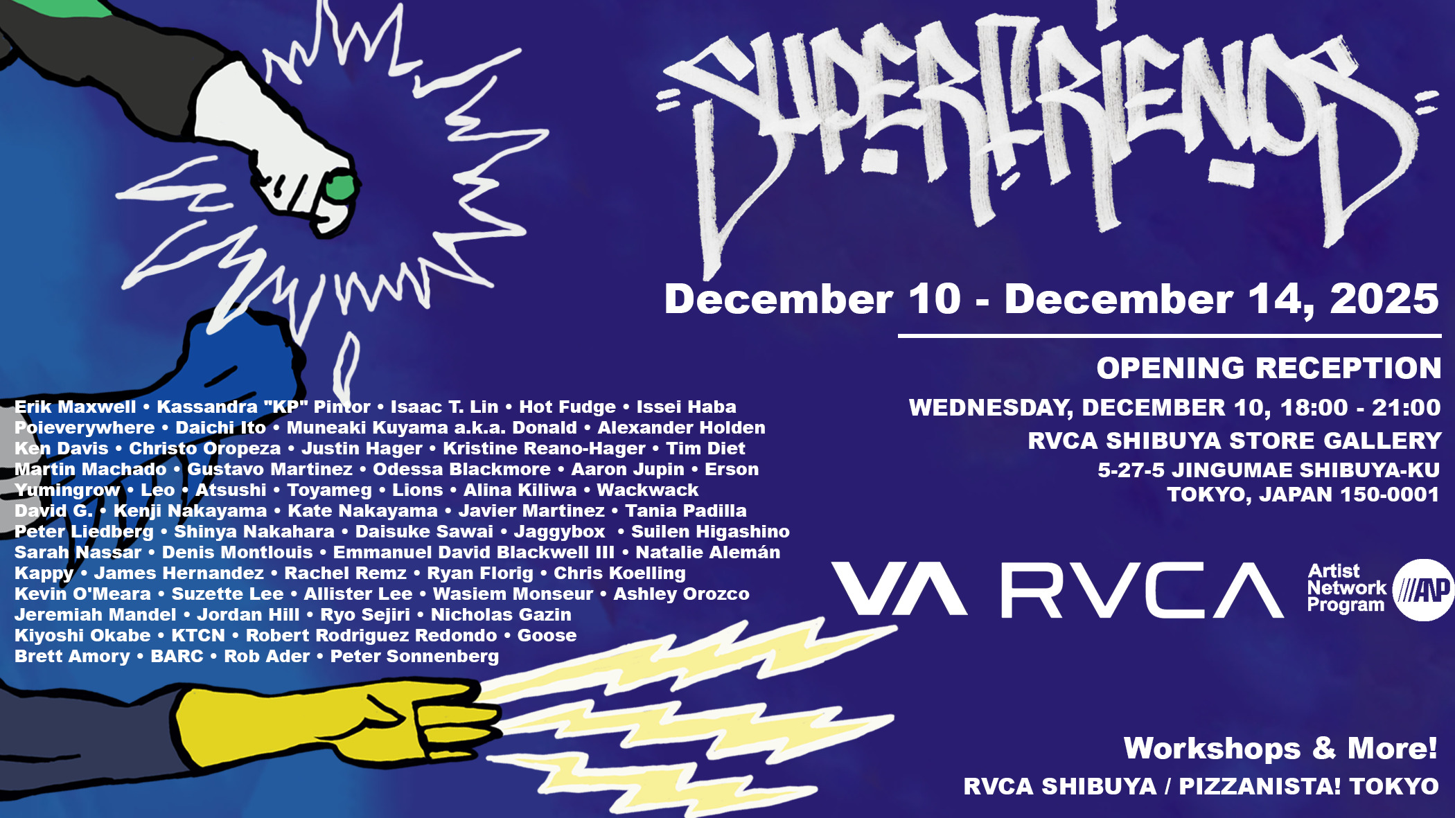 RVCA 「国内外約60名のアーティストが渋谷に集結！」グループアート展「SUPER FRIENDS!」vol.3をRVCA SHIBUYA STOREで開催