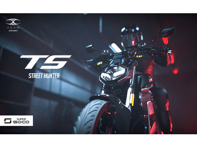 ＜電動バイク新車種発売＞ストリートファイタースタイルのSUPER SOCO「TS STREET HUNTER」を発売。スタイルだけでなく最大出力の向上と航続距離の向上で実用性もアップ。