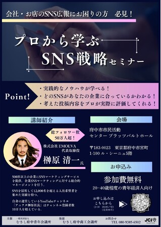 【むさし府中発！】経営者に向けた「プロから学ぶSNS戦略セミナー」に代表・榊󠄀原清一が講師として登壇しました