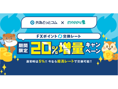 ポイントサイト「モッピー」、外為どっとコムとのポイント交換でFXポイント20％増量キャンペーン開始！