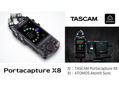 TASCAMのハンドヘルドレコーダー『Portacapture X8』とATOMOS『AtomX Sync/UltraSync BLUE』対応デバイスがBluetooth(R)によるタイムコード同期に対応