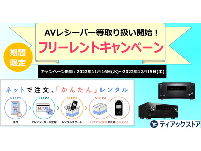 オーディオ製品を自宅でお試し！「月額レンタル」にAVレシーバー追加＆期間限定フリーレントキャンペーンを実施！さらに手軽な「有料レンタル」もスタート！