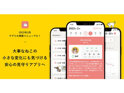 ねこのスマートトイレ「Toletta（トレッタ）」アプリ全面リニューアルを2022年3月に実施することを発表。ねこの日を記念してティザーサイト公開