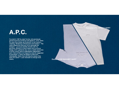 A.P.C.に別注したTシャツがFREAK'S STOREに登場。シンプルで洗練されたロゴがデザインされたTシャツ2型を展開します。