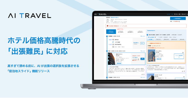 AI Travel、ホテル価格高騰時代の「出張難民」に対応