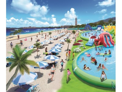日本最大※！４大ウォーターパークOPEN！真っ白な砂浜と巨大スライダー＆プールのビーチ誕生