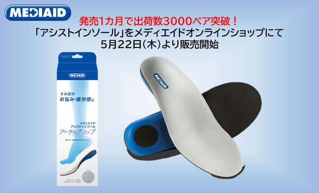 発売1カ月で出荷数3000ペア突破！「アシストインソール」をメディエイドオンラインショップで5/22より販売開始
