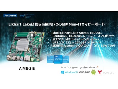 アドバンテック、AI/IoTエッジ環境デバイスに適したIntel Elkhart Lake Atom(R)プロセッサ搭載のMini-ITXマザーボード、AIMB-218を発表