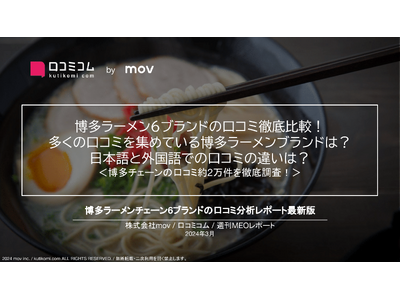 博多ラーメンチェーン6ブランドの口コミ約1.9万件を徹底調査！博多ラーメン業界の口コミの傾向は？