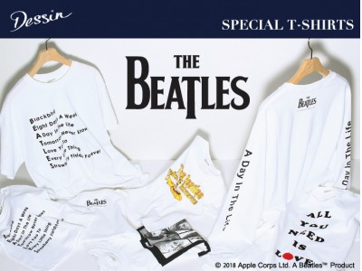 ライフスタイルストア「デッサン」から“ザ・ビートルズ”別注Tシャツ ～タイトルや曲、メンバーのポートレートをプリント～