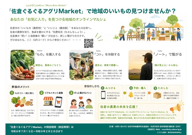 【 全国5例目の実装 】株式会社PROPELaと連携したローカルECプラットフォーム「佐倉ぐるぐるアグリMarket」をオープン！