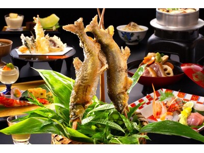 6～7月限定【初夏を愉しむ鮎会席】地酒３種飲み比べ ～ 芭蕉が愛した山中温泉×湯めぐり街あるき帖×山中節の夕べ etc.