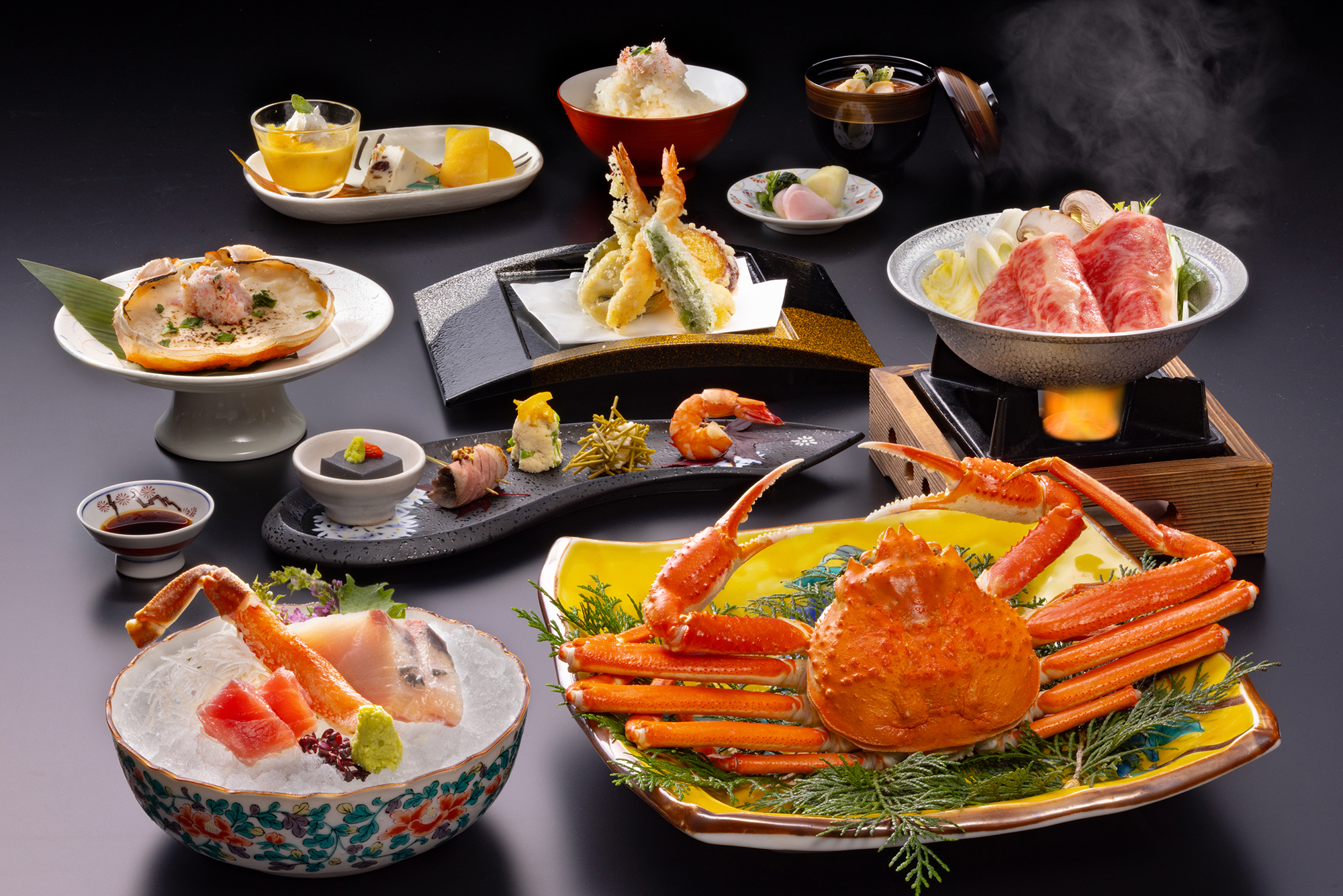 【加賀・山中温泉】ズワイガニをひとり1.5杯！ 造り、茹で、グラタン、〆の蟹ご飯まで☆姿そのままに愉しむ幸せ