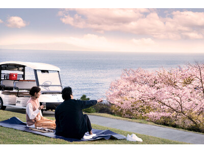 【川奈ホテル】早咲きの寒桜や河津桜、大島桜、染井吉野、八重桜まで。桜を見ながら絶景のゴルフコースを電動カ...