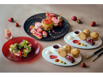 大切な人と過ごすバレンタインにもおすすめのパレットで描くアートのようなストロベリーアフタヌーンティーを販...