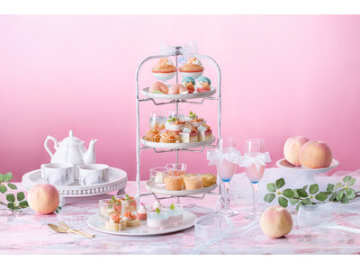 【川越プリンスホテル】みずみずしく甘い香りが魅了する、桃尽くしの「Peach Afternoon Tea Set～Pink&Aqua Blue～」を販売