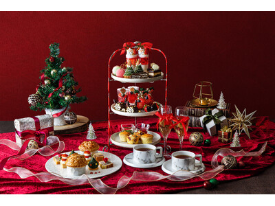 【川越プリンスホテル】赤とゴールドで彩られたメニューが織りなす、心躍るクリスマスパーティー「クリスマスアフタヌーンティーセット」を期間限定で販売