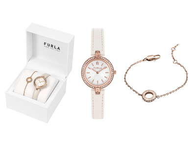 FURLA(フルラ)の新作時計『FURLA LOGO LINKS ROSE GOLD GIFT SET』が11月22日(金)に発売。ホリデーシーズンのギフトにおすすめな時計とブレスレットのセット。