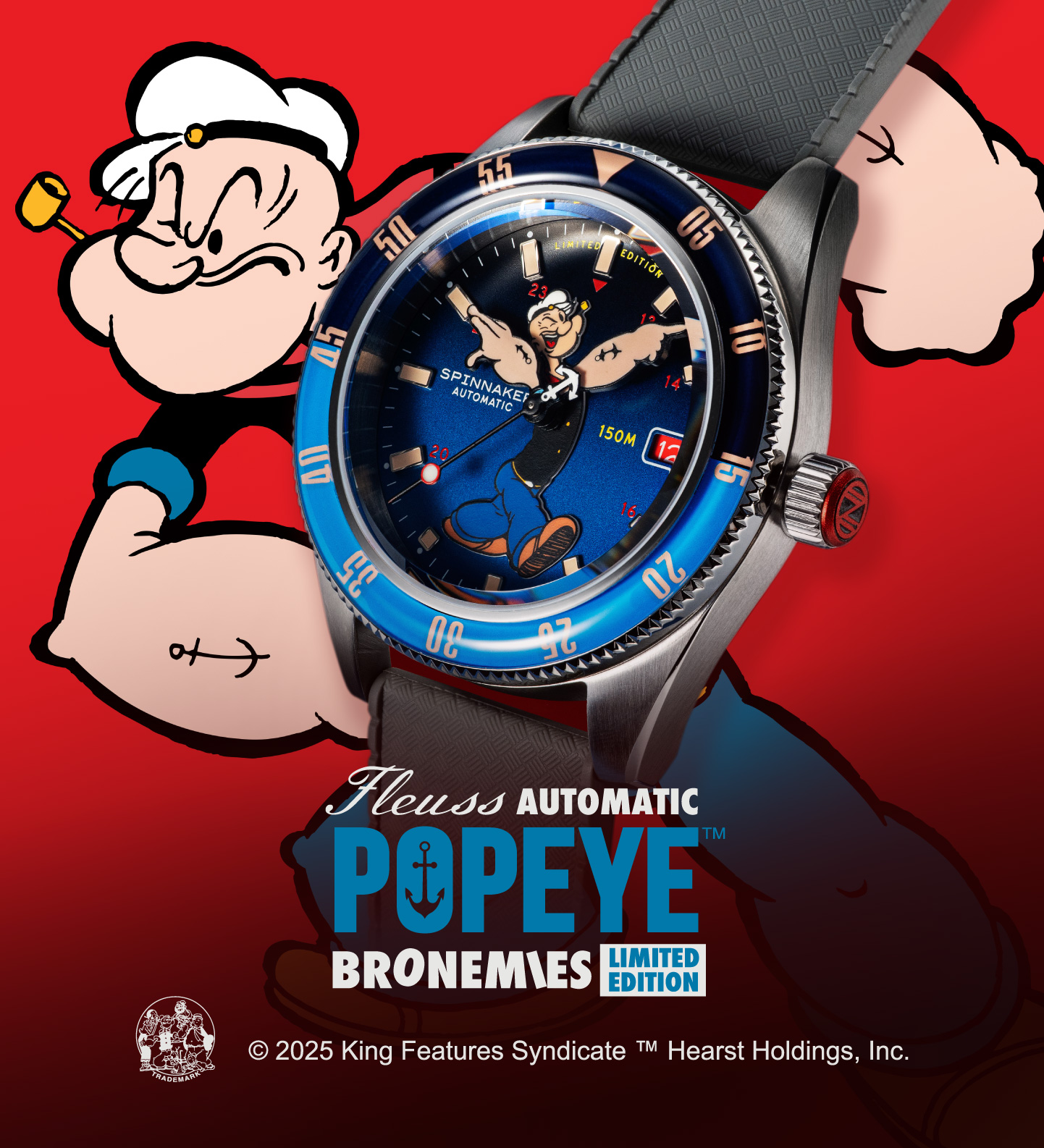 見惚れる剛腕時計！『スピニカー（SPINNAKER）』×「ポパイ（Popeye）」、初のコラボレーション時計を発売。