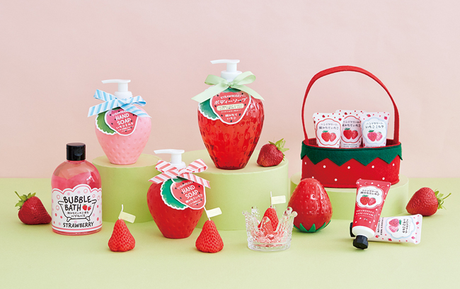 【フルーツの森】今年の「いちご」はどれにする？いちごのフォルムと香りがココロくすぐるボディーケアアイテムとひと粒キャンドル新発売