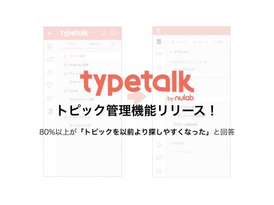 Typetalk、トピック管理機能をリリース - ベータユーザーの8割が「トピックを以前より探しやすくなった」と回答