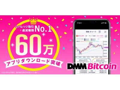 DMM Bitcoinの取引アプリが60万ダウンロード突破！最大5,000円がもらえるキャンペーン実施中！