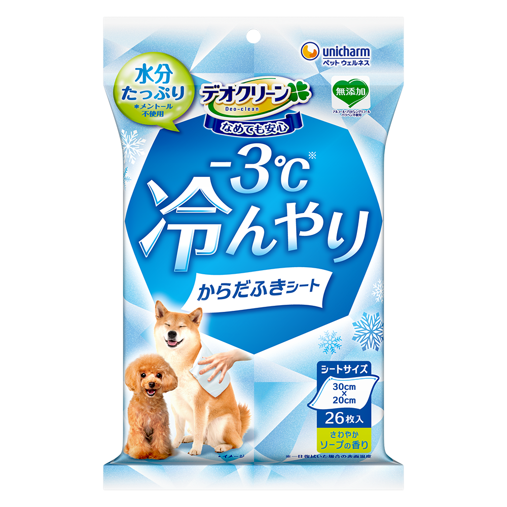 拭いた瞬間から熱を逃がしてワンちゃんの表面温度を３℃下げる※『デオクリーン -…
