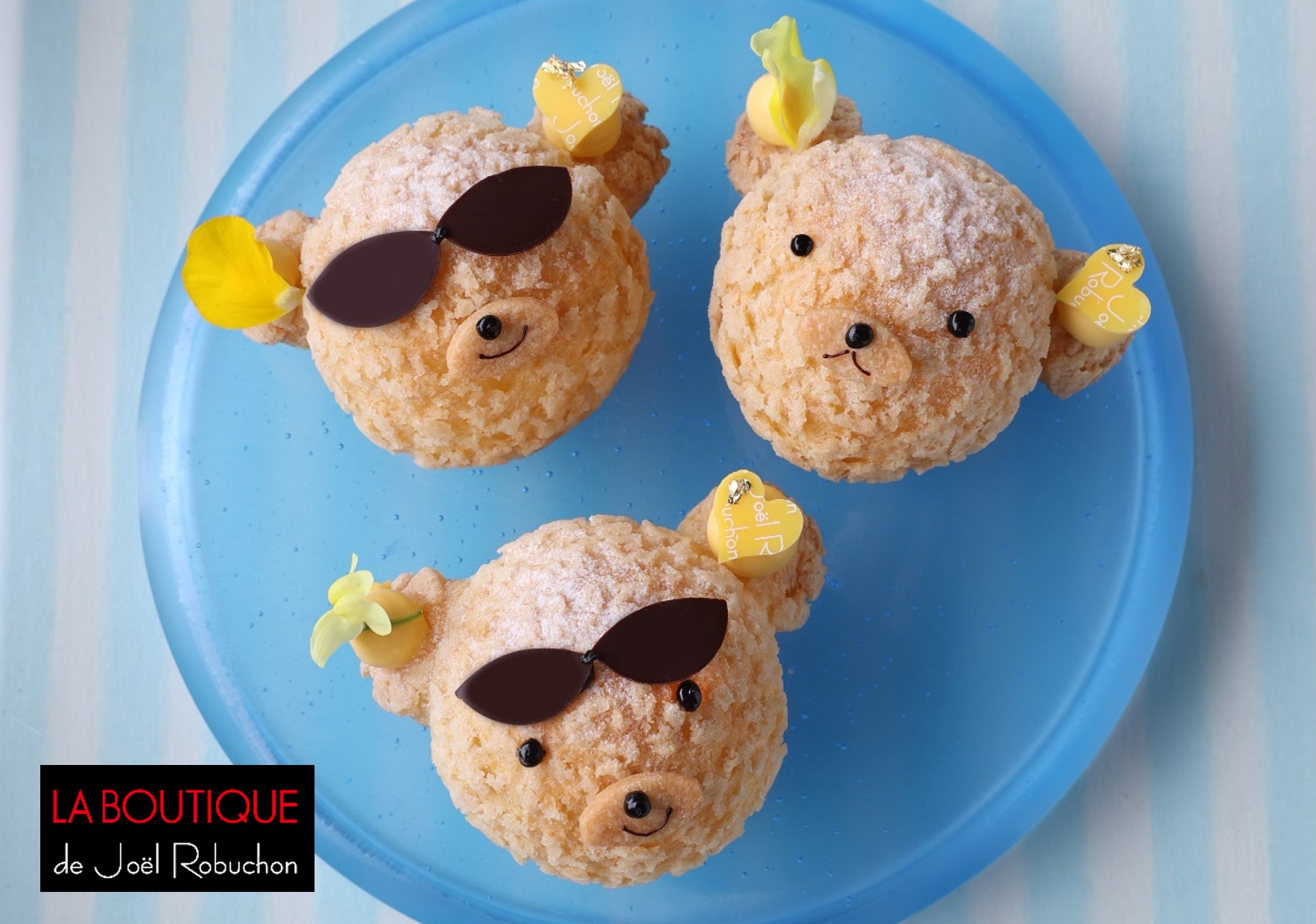 ジョエル・ロブション　夏の新作スイーツ2種を販売！！　見た目も味もクールでかわいい夏のクマさんシュー(ハート)　爽やかな香りのフレッシュミントを使ったチョコミント