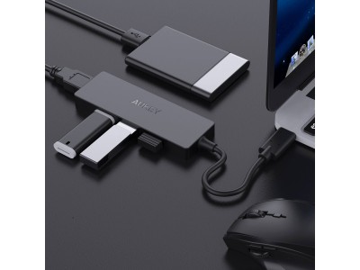 拡張性と携帯性に優れた、AUKEY USB-CハブCB-C64を新発売！ 4つUSB3.0ポート搭載、同時に5Gbps超高速転送できる