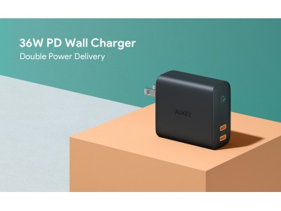 見過ごせないAUKEYスマートなUSB-C2ポート急速充電器PA-D2が800円オフセール♪ USB-C 2ポートともPD3.0対応、最大36W出力！