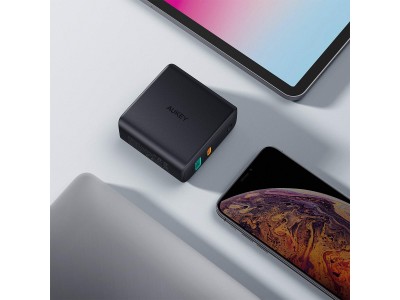 欧米で大人気の仕組みAUKEY 60W出力の2ポート急速充電器 PA-D3が新品発売記念20%オフセール♪半導体素材「GaN」を採用!