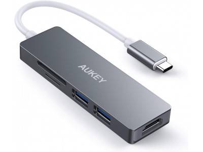 上質なデザインと使いやすさを両立したAUKEY 5-in-1 USB C ハブCB-C72が35%オフ！薄型で軽く、携帯しやすい♪