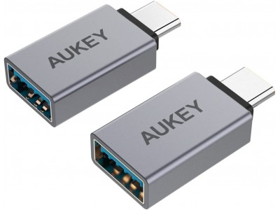 AUKEY高速データ転送が可能なUSB C to USB A変換アダプタ CB-A22(グレー)が42％オフ、超軽量で持ち運びに便利♪