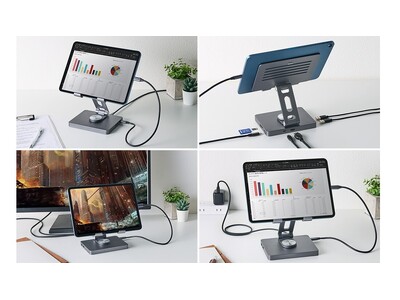ドッキングステーション機能を搭載！ポート拡張や映像出力に対応するタブレットスタンドを新発売