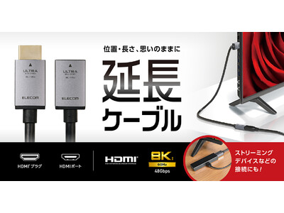 �e���r�w�ʂ�HDMI�ڑ������K�ɁIHDMI�|�[�g���g���₷���ʒu�Ɉ����o����8K/4K�Ή�HDMI�����P�[�u����V����