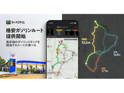 『カーナビタイム』「格安ガソリンルート」検索機能を提供開始