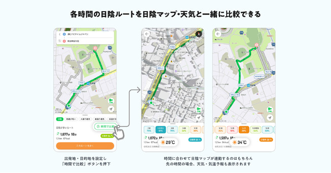 『ALKOO by NAVITIME』時間帯別日陰ルートを提供開始