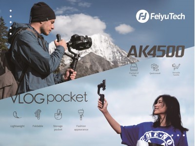 FeiyuTech、最新一眼レフカメラ用ジンバル「AK4500」とスマートフォン用ジンバル「VLOG pocket」を同時発売開始
