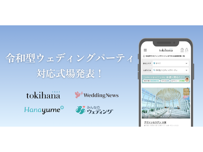 LINEでできる式場探し「トキハナ」が、「令和型ウェディングパーティ対応式場」を発表！